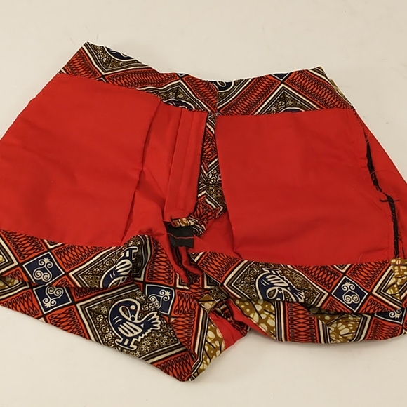 Handmade Wax Print Cotton Short Shorts OOAK  30/31 - Picture 7 of 8
